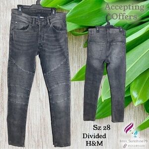 Divided by H&M - Sz 28 - grey moto skinny jeans button closure high rise